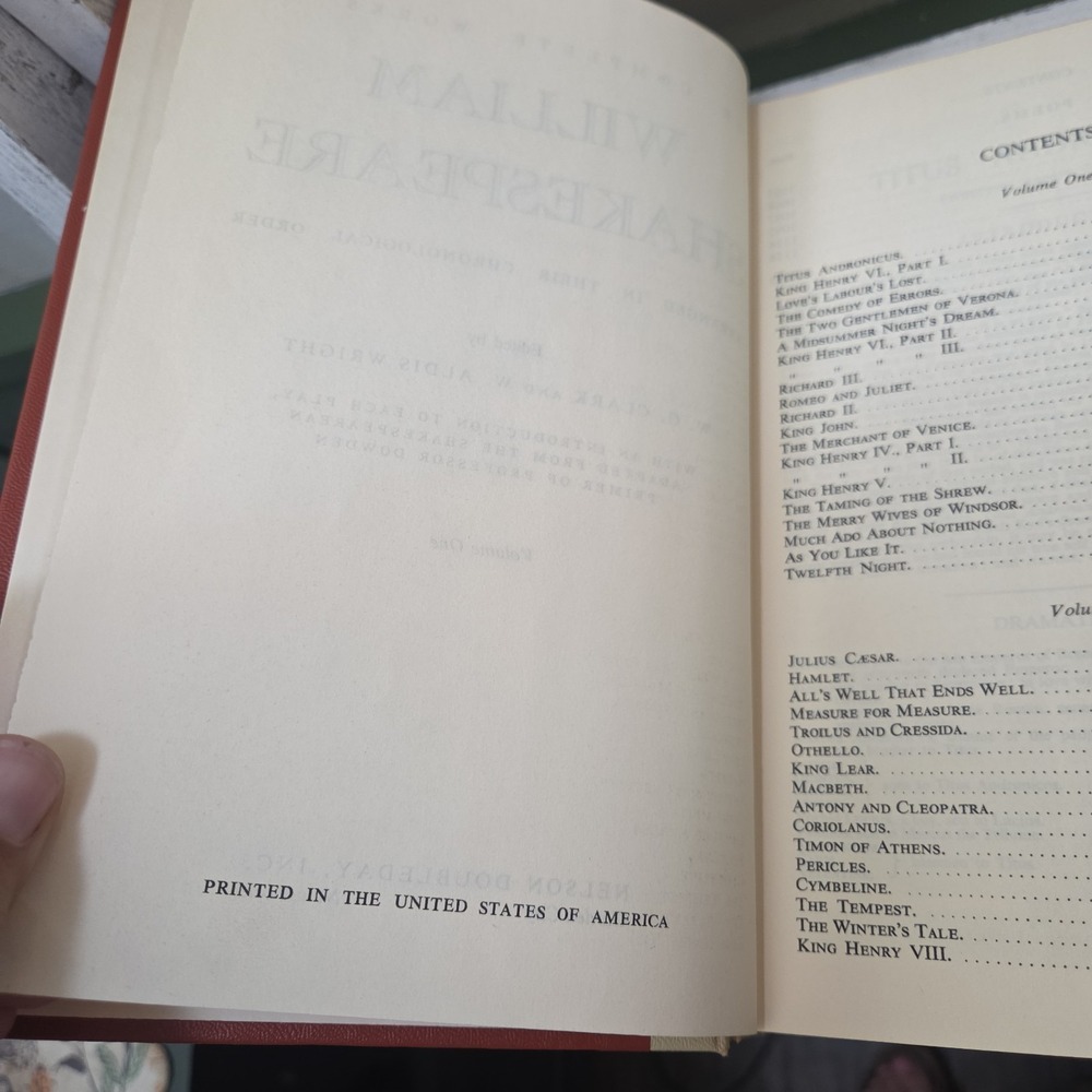 The Complete Works Of William Shakespeare Vol 1 Hardcover Book Vintage - Picture 11 of 14